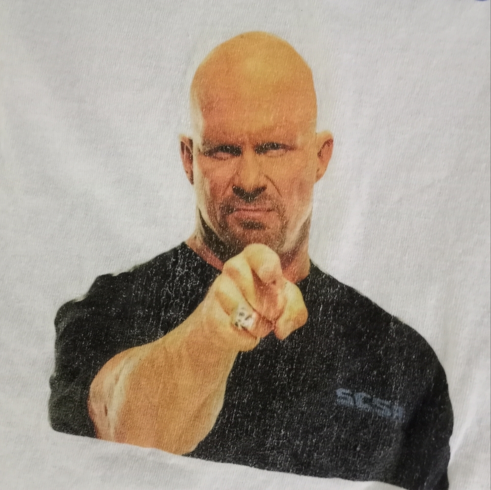 Men's White XL Custom WWE WWF Stone Cold Steve Austin Novelty T-Shirt